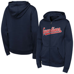 Cleveland Guardians Youth Wordmark Fleece Full-Zip Hoodie - Navy