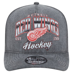 Detroit Red Wings New Era Throwback Washed A-Frame Pre-Curved 9FIFTY Snapback Hat Charcoal