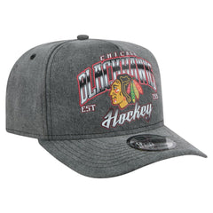 Chicago Blackhawks New Era Throwback Washed A-Frame Pre-Curved 9FIFTY Snapback Hat Charcoal