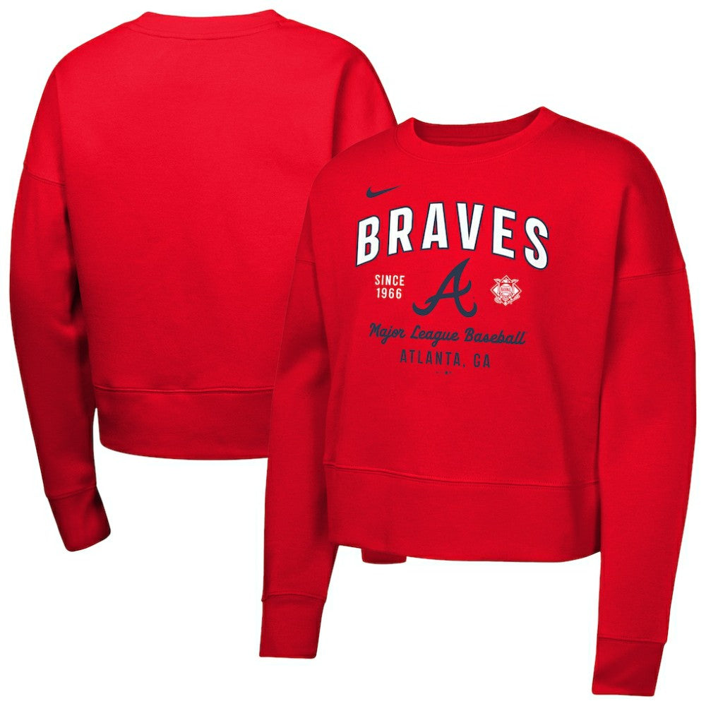 Atlanta Braves Girls Youth Fleece Sweatshirt - Red | Nike
