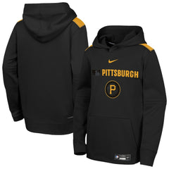 Pittsburgh Pirates Youth City Connect Authentic Collection Performance Pullover Hoodie - Black | Nike