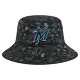 Miami Marlins 2025 Spring Training All Over Print Bucket Hat - Black | New Era