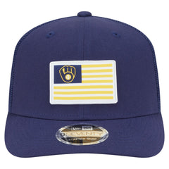 Milwaukee Brewers Flag 9SEVENTY Stretch-Snap Hat - Navy | New Era