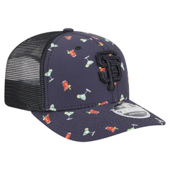 San Francisco Giants Adventure Drinks Pattern 9SEVENTY Stretch-Snap Hat - Black | New Era