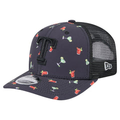 Texas Rangers Adventure Drinks Pattern 9SEVENTY Stretch-Snap Hat - Black | New Era