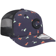 Chicago Cubs Adventure Drinks Pattern 9SEVENTY Stretch-Snap Hat - Black | New Era