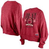 Miami Heat Women's Throwback Vintage Enzyme Wash Oversized Boxy Pullover Sweatshirt - Red | New Era cheap