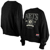 Brooklyn Nets Women's Throwback Vintage Enzyme Wash Oversized Boxy Pullover Sweatshirt - Black | New Era sale