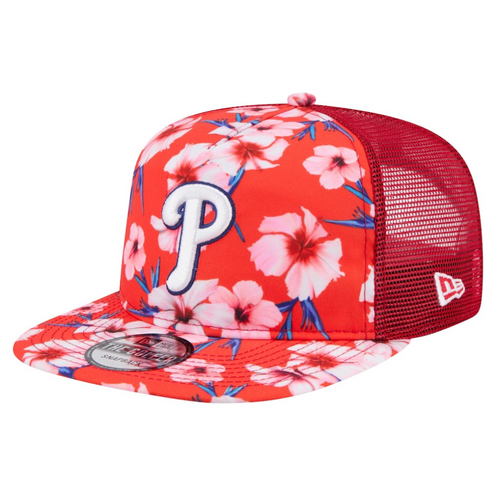 Philadelphia Phillies Adventure Pattern Golfer Trucker Snapback Hat - Red | New Era