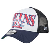 Minnesota Twins Distressed 9FORTY A-Frame Adjustable Trucker Hat - White/Navy | New Era