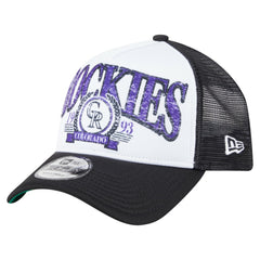 Colorado Rockies Distressed 9FORTY A-Frame Adjustable Trucker Hat - Black | New Era