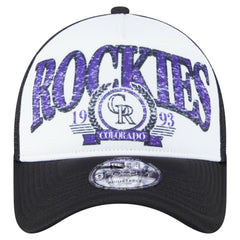 Colorado Rockies Distressed 9FORTY A-Frame Adjustable Trucker Hat - Black | New Era