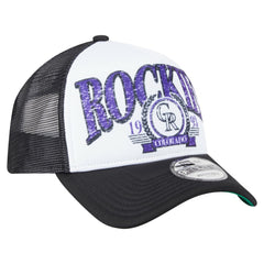 Colorado Rockies Distressed 9FORTY A-Frame Adjustable Trucker Hat - Black | New Era