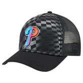 Philadelphia Phillies Gradient 9FORTY A-Frame M-Crown Trucker Adjustable Hat - Black | New Era