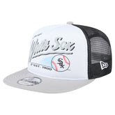 Chicago White Sox Retro Script Trucker 9FIFTY Snapback Hat - White/Gray | New Era