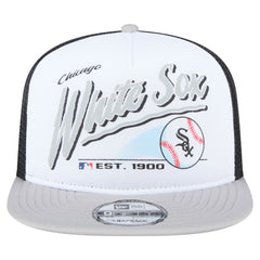 Chicago White Sox Retro Script Trucker 9FIFTY Snapback Hat - White/Gray | New Era