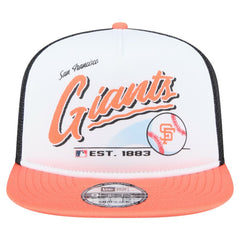 San Francisco Giants Retro Script Trucker 9FIFTY Snapback Hat - White/Orange | New Era