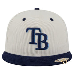 Tampa Bay Rays Two-Tone Corduroy 59FIFTY Fitted Hat - Cream/Navy | New Era