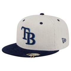 Tampa Bay Rays Two-Tone Corduroy 59FIFTY Fitted Hat - Cream/Navy | New Era