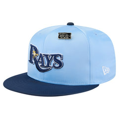 Tampa Bay Rays Satin 59FIFTY Fitted Hat - Light Blue/Navy | New Era