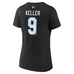 Clayton Keller Utah Mammoth Fanatics Women's Authentic Stack Name & Number V-Neck T-Shirt Black