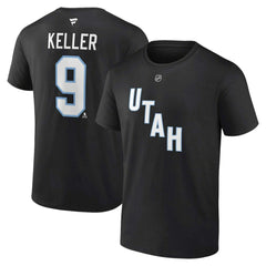 Clayton Keller Utah Mammoth Fanatics Authentic Stack Name & Number T-Shirt Black