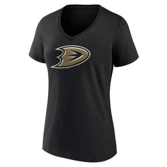 Anaheim Ducks Women's Secondary Logo V-Neck T-Shirt – Black