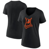 Baltimore Orioles Women's Fastball V-Neck T-Shirt - Black