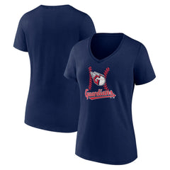 Cleveland Guardians Women's Fastball V-Neck T-Shirt - Navy