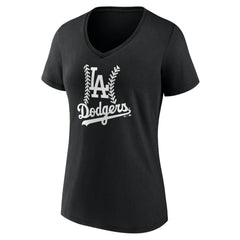 Los Angeles Dodgers Women's Fastball V-Neck T-Shirt - Black