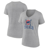 Chicago Cubs Women's Fastball V-Neck T-Shirt - Gray