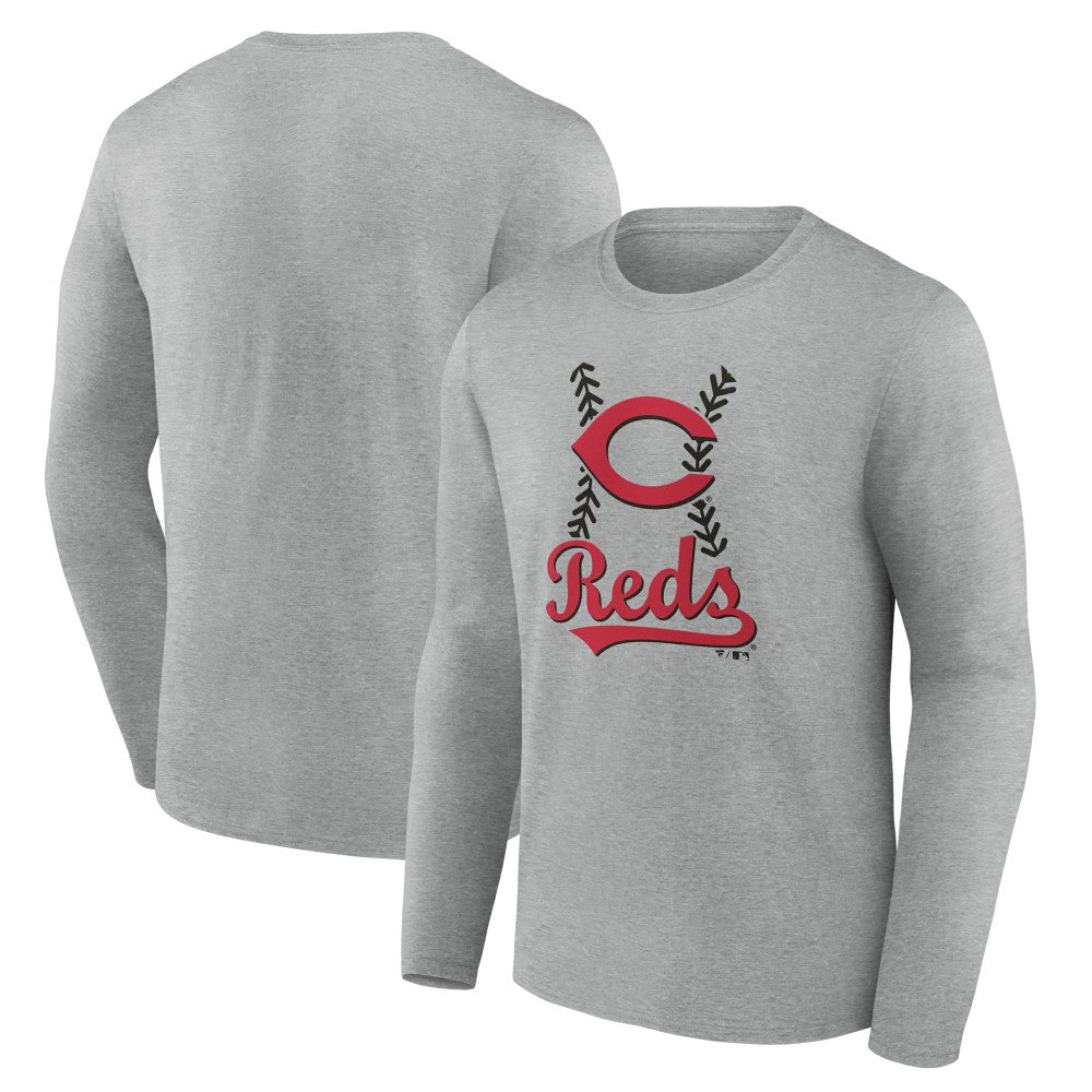Cincinnati Reds Fastball Long Sleeve T-Shirt - Gray