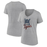 Detroit Tigers Women's Fastball V-Neck T-Shirt - Gray