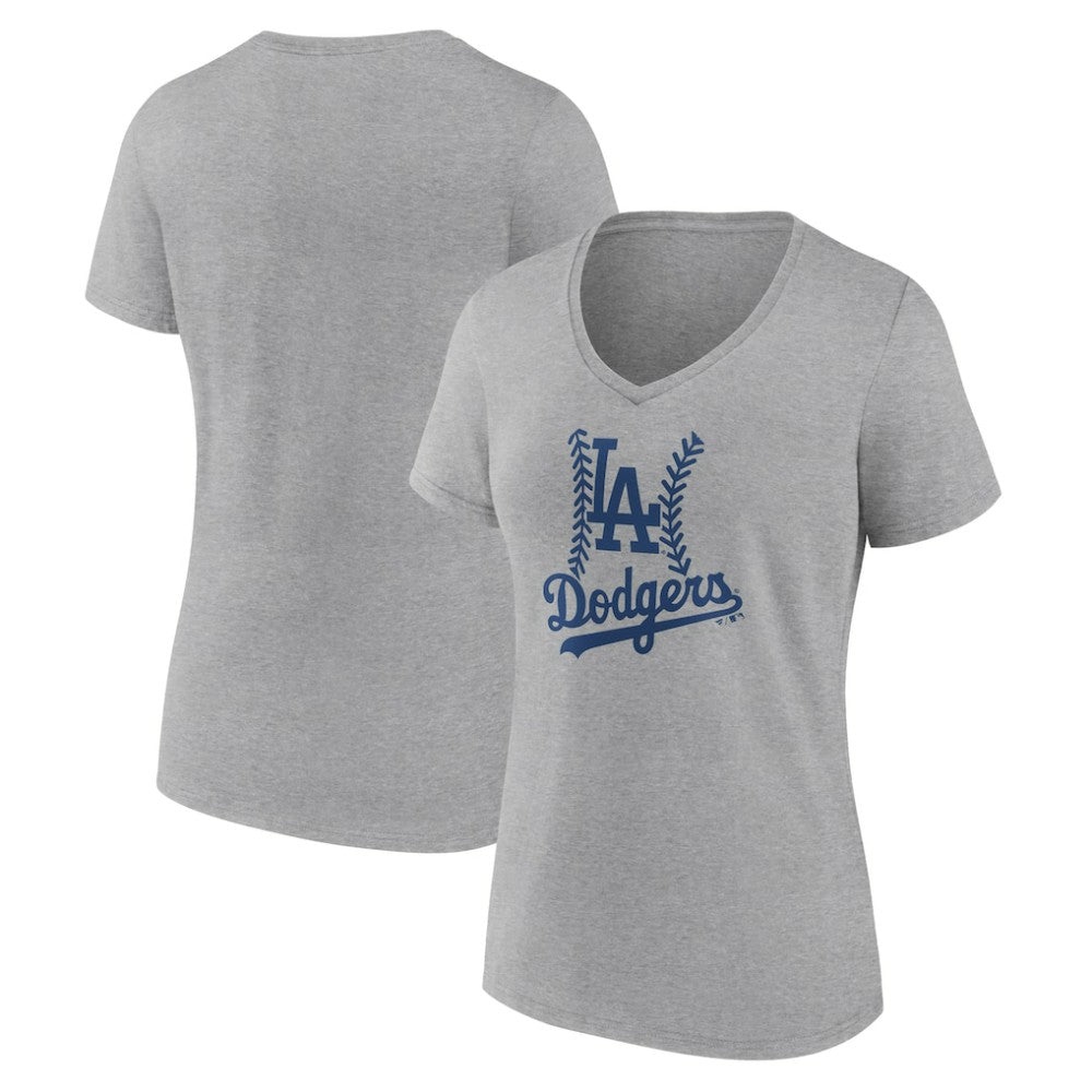 Los Angeles Dodgers Women's Fastball V-Neck T-Shirt - Gray