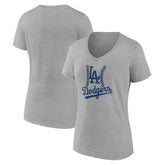 Los Angeles Dodgers Women's Fastball V-Neck T-Shirt - Gray