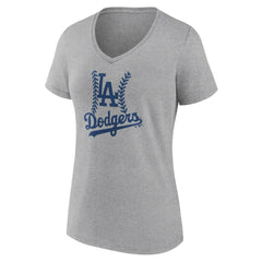 Los Angeles Dodgers Women's Fastball V-Neck T-Shirt - Gray