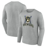Milwaukee Brewers Fastball Long Sleeve T-Shirt - Gray
