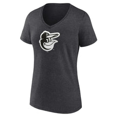 Baltimore Orioles Women's Monochrome V-Neck T-Shirt - Charcoal