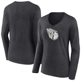 Cleveland Guardians Women's Monochrome Long Sleeve V-Neck T-Shirt - Charcoal
