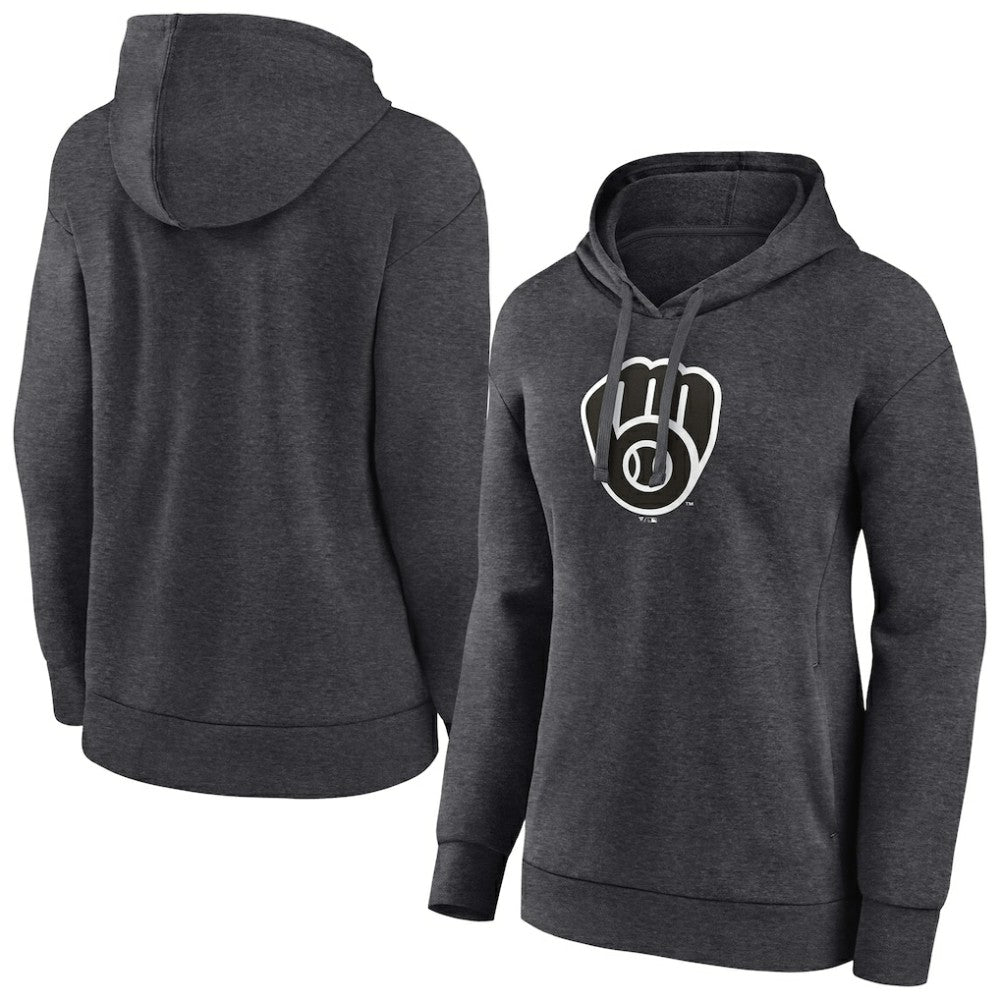 Milwaukee Brewers Women's Monochrome Pullover Hoodie - Charcoal