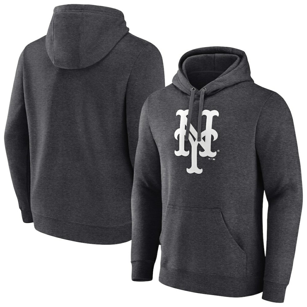 New York Mets Monochrome Pullover Hoodie - Charcoal