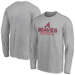 Atlanta Braves Evanston Stencil Long Sleeve T-Shirt - Gray