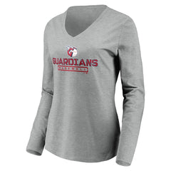 Cleveland Guardians Women's Evanston Stencil Long Sleeve V-Neck T-Shirt - Gray