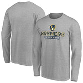 Milwaukee Brewers Evanston Stencil Long Sleeve T-Shirt - Gray