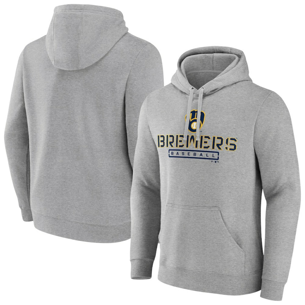 Milwaukee Brewers Evanston Stencil Pullover Hoodie - Gray