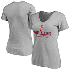 Philadelphia Phillies Women's Evanston Stencil V-Neck T-Shirt - Gray