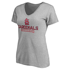 St. Louis Cardinals Women's Evanston Stencil V-Neck T-Shirt - Gray