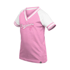 Cleveland Guardians Girls Youth Mommy & Me Raglan V-Neck T-Shirt - Pink | New Era