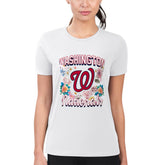 Washington Nationals G-III 4Her by Carl Banks Women's Super-Slim Fit Lightweight Flowers Graphic T-Shirt - White