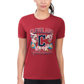 Cleveland Guardians G-III 4Her by Carl Banks Women's Super-Slim Fit Lightweight Flowers Graphic T-Shirt - Red